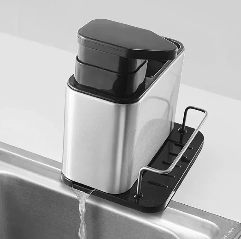 3-in-1 Kitchen Soap Dispenser & Sponge Organizer – Multi-Function Sink Caddy