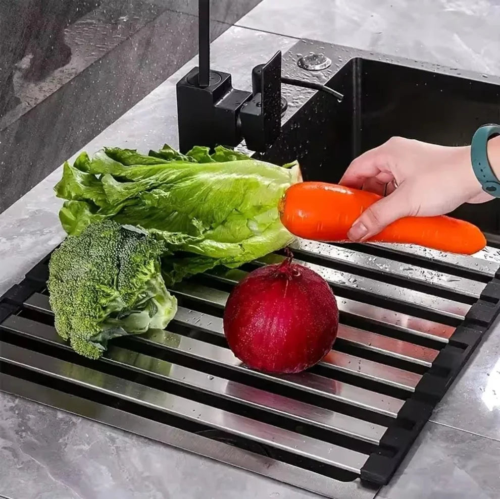 Premium Foldable Stainless Steel Sink Drying Rack & Heat-Resistant Rack
